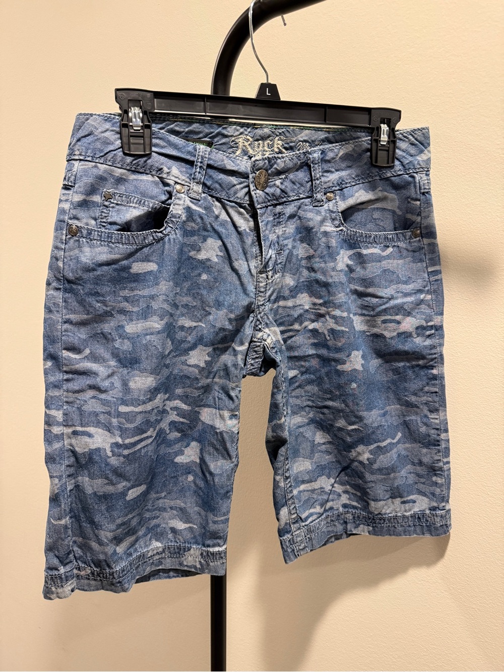 Men's Blue Camo Denim Shorts